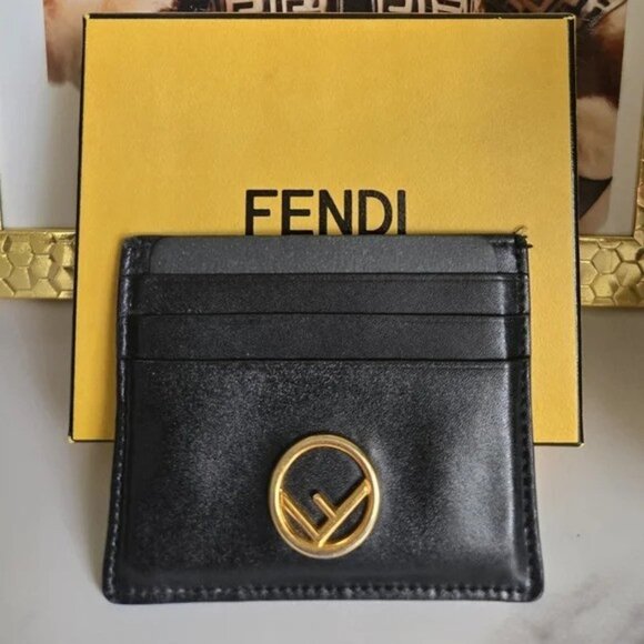 FENDI Vitello Cruise F is Fendi Card Holder in Black - Picture 1 of 9